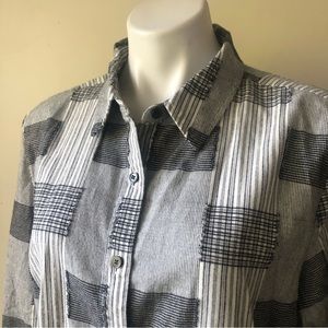 DYLAN Frayed Patchwork Brushed Cotton Plaid Shirt L NWOT